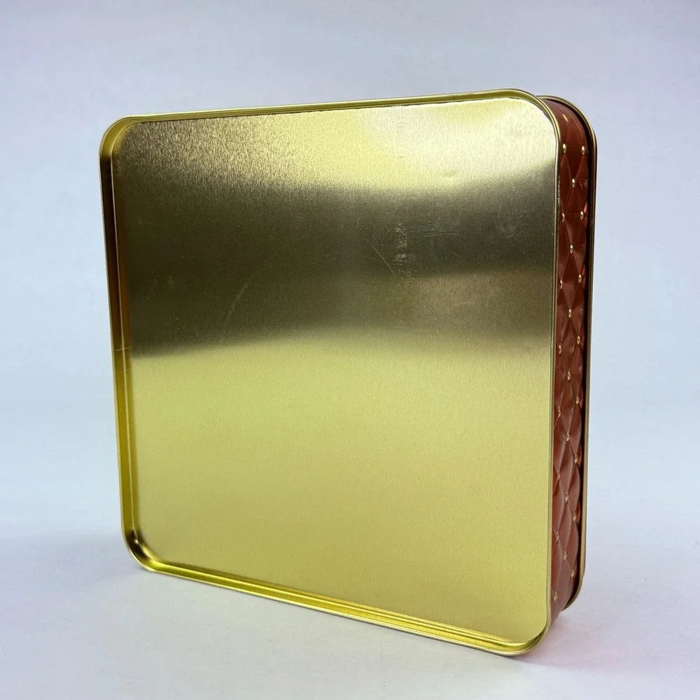Bonnie & Pop New York Orange‎ Quilted Metallic Studded Square Decorative Tin Box